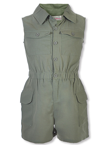 Chillipop Girls' Faux Linen Romper - CookiesKids.com
