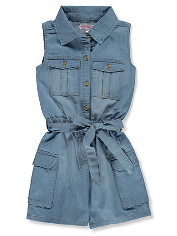 Chillipop Girls' Sleeveless Denim Romper - CookiesKids.com