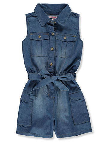 Chillipop Girls' Sleeveless Denim Romper - CookiesKids.com