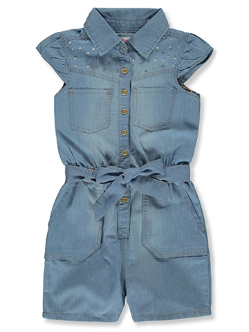 Chillipop Girls' Gem Denim Romper - CookiesKids.com
