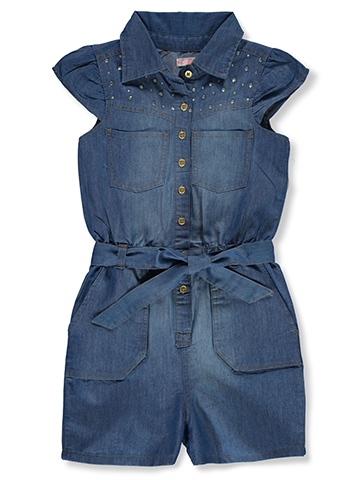 Chillipop Girls' Gem Denim Romper - CookiesKids.com