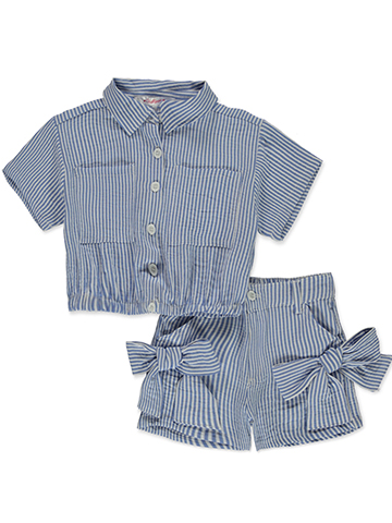 Chillipop Girls' 2-Piece Linen Shorts Set Outfit - CookiesKids.com