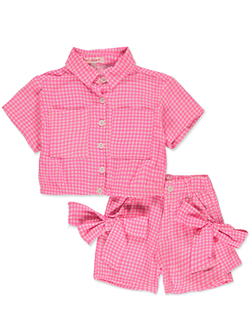 Chillipop Girls' 2-Piece Linen Shorts Set Outfit - CookiesKids.com