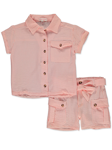 Chillipop Girls' 2-Piece Linen Shorts Set Outfit - CookiesKids.com