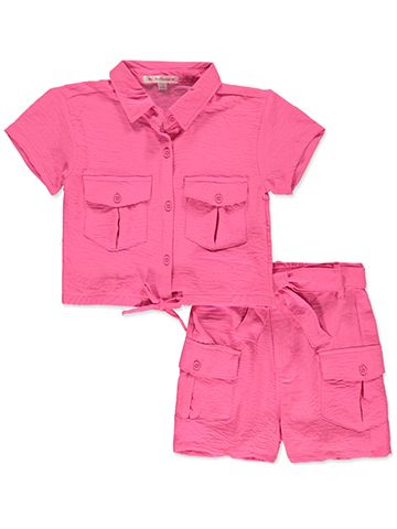 Chillipop Girls' 2-Piece Cargo Shorts Set Outfit - CookiesKids.com