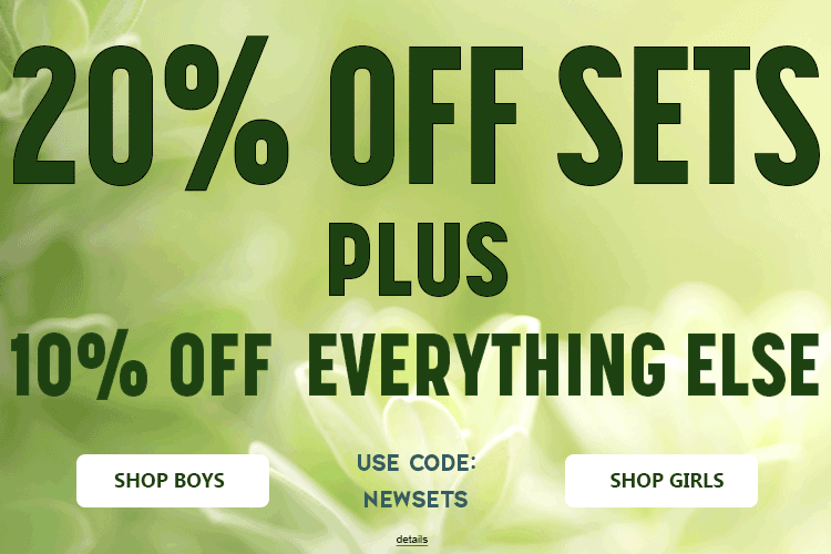20% OFF SETS PLUS10% OFF EVERYTHING ELSE! Use code: NEWSETS. Expires 2/28/26, 11:59 PM PST.