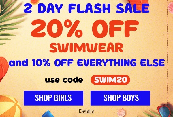2 DAY FLASH SALE: 20% OFF SWIMWEAR AND 10% OFF EVERYTHING ELSE! Use code: SWIM20. Expires 5/23/24, 11:59 PM PST.