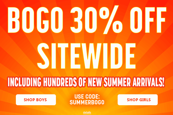 BOGO 30% OFF SITEWIDE - INCLUDING HUNDREDS OF NEW SUMMER ARRIVALS! Use code: SUMMERBOGO. Expires 6/9/26, 11:59 PM PST.