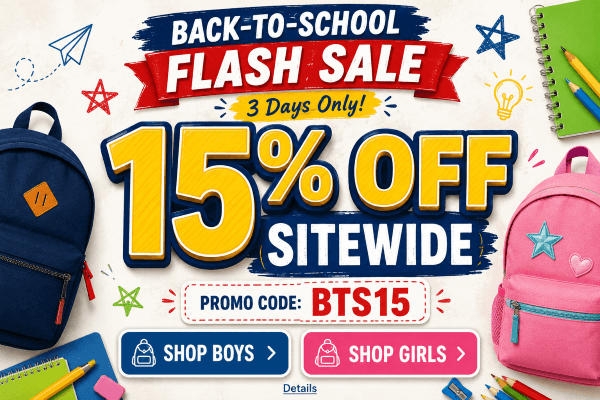 BACK TO SCHOOL FLASH SALE 3-days only! 15% OFF SITEWIDE Use code: BTS15. Expires 8/20/26, 11:59 PM PT.